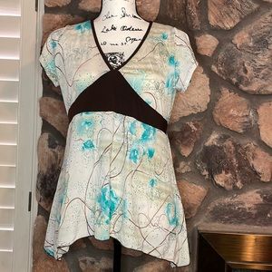 Blue and green floral design Teenie Weenie blouse